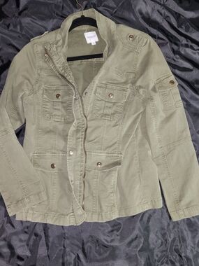 Kensie Olive Green Utility Jacket with Front Pockets